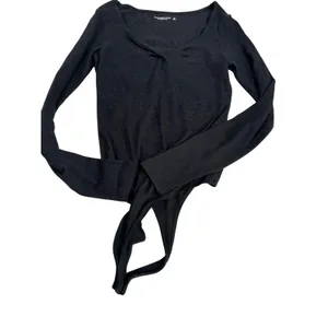 Abercrombie & Fitch Black Long Sleeve Sweetheart‎ Twist Front Bodysuit Medium thumbnail 2