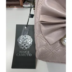 Vince Camuto Blush Pink Quilted Makeup Bag Pearl Chain Bow Vanity Case‎ NWT thumbnail 4