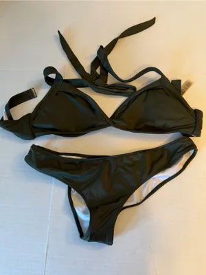 PINK Victoria's Secret Black Triangle Bikini Set size M/L thumbnail 1
