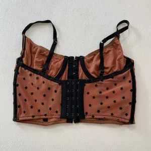 Brown Sheer Mesh Floral Corset Bustier Top Size S Coquette Fairycore thumbnail 3
