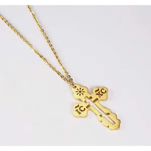Boutique Orthodox Christian Cross Necklace Religious IC XC Pendant Gold Plated 316L 18-20 thumbnail 6
