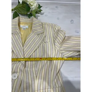 Loft Striped Blazer Size‎ 2 Button Front 100% Cotton Career Casual Cute thumbnail 2