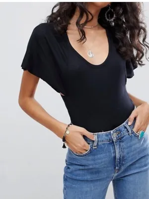 Free People Black Byron Bodysuit XS thumbnail 1
