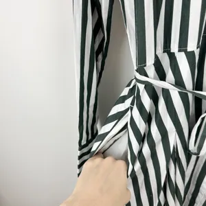 Madewell Tie Waist Midi Shirtdress in Stripe White Deep Forest Cotton US 10 NWT thumbnail 9