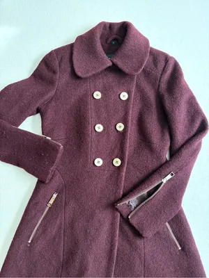 Guess Double-Breasted Pea Coat in Burgundy thumbnail 6