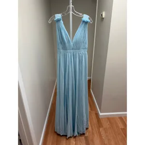 NEW NWT Ieena Mac Duggal 55321 Chiffon Gown Mist Blue Ruched Formal Women Size 0 thumbnail 5