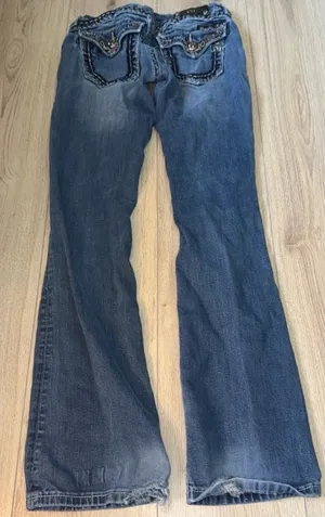 Miss me Signature Blue Denim Boot Cut Jeans with Embellished Back Pocket thumbnail 1