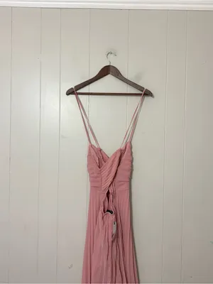 ASOS Design Pleated Midi Dress Pink Strappy Open Back NWT Size 8 Wedding thumbnail 6