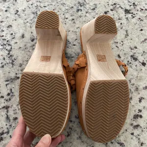 J.Crew Braided Clog Mules Tan Suede Wood‎ Platform Studded BJ249 Mens 9.5 NWOB thumbnail 7