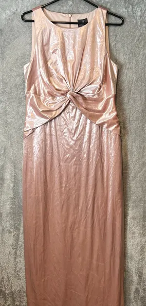 Adrianna Papell Velvet‎ Twist Front Maxi Dress Blush Pink Sz 12 Wedding Formal thumbnail 1