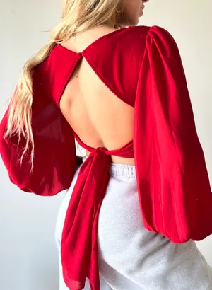 Hello Molly Red Top Crop thumbnail 2