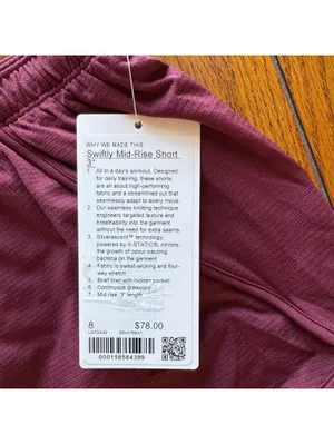 Lululemon Swiftly Mid-Rise Short 3” Burgundy Bay Size 8 NWT thumbnail 4
