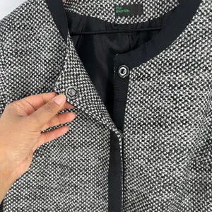 Stile Benetton Blazer Womens S Black White Tweed Casual Office Work‎ Snap Front thumbnail 6
