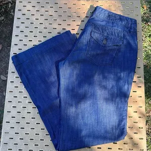 J. Crew Women's City Fit Wide-Leg Jeans in Deep Indigo Blue Cotton Size 4 thumbnail 1