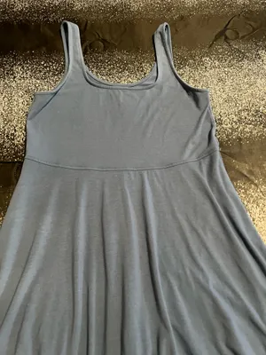 Womens lg American Eagle Blue Gray Heather Knit Fit & Flare Tank Dress w/Shorts thumbnail 3
