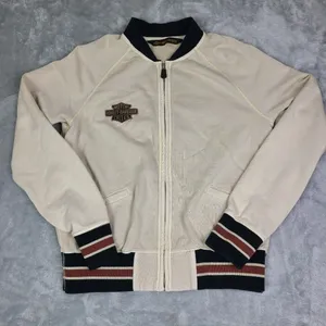 Harley-Davidson Womens Medium‎ Embroidered Vintage Activewear Jacket Tan thumbnail 1