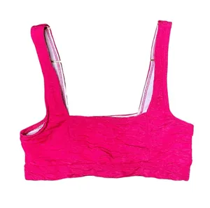 Motel Rocks Shani Bikini Top in 80s Crinkle Pink Size Small NWT thumbnail 1