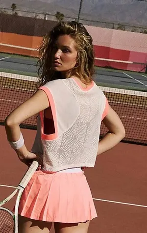 NWT Free People Movement Good Sport Tee White with Neon trim MSRP $68 thumbnail 1