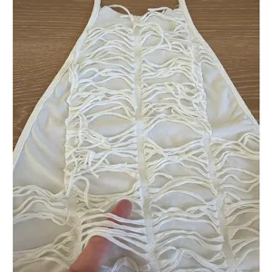 Shein Halter Tie Neck Backless Mini Dress Size S White thumbnail 4