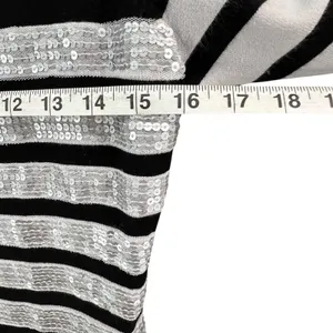 Renee C Sequin Sweater Dress Womens M‎ White Black Stripe Silver Party Holiday thumbnail 7