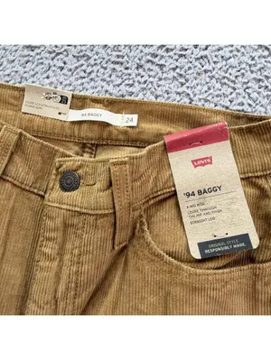 Levis 94 Baggy Corduroy Pants Women's 24x31 Mid Rise Camel Brown Wide Leg NWT thumbnail 5