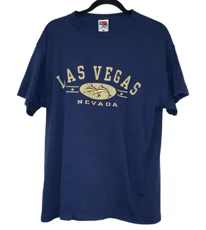 Fruit of the Loom Las Vegas Nevada‎ Graphic T Shirt Large Blue Tourist Souvenir Tee thumbnail 1