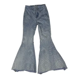 Free People Jeans Women's 27 Flare Bell Bottom High Rise Floral Paisley Festival thumbnail 2