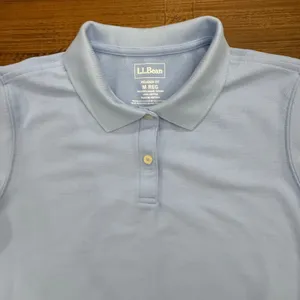 L.L.Bean Womens Relaxed Fit Polo Shirt Top light blue Short Sleeve Medium‎ Reg thumbnail 2