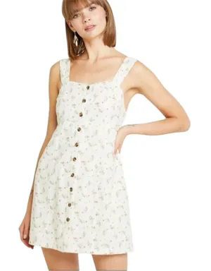 American Eagle Outfitters Ditsy Floral Cotton Linen Button Front Dress‎ Size L thumbnail 1