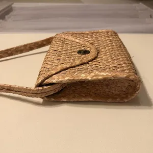 Woven Rattan Envelope Shoulder Bag Tan thumbnail 3