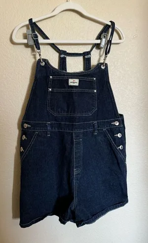 American Vintage Vintage 90s Anchor Blue Denim Short Overall Sz‎ Large Dark Wash Shortall thumbnail 1