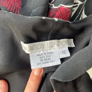 Vtg Y2K Maggy London 100% Silk Dress Sz 12 Asymmetric Maxi Goth Romantic Sheer thumbnail 11