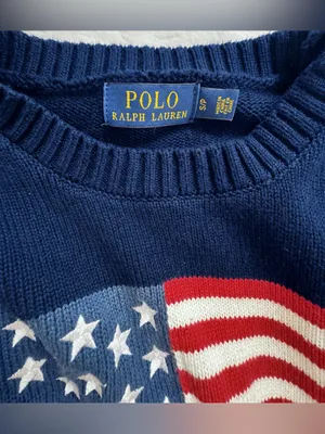 Polo Ralph Lauren American Flag Cotton Crewneck Sweater Navy S Preppy Americana thumbnail 8