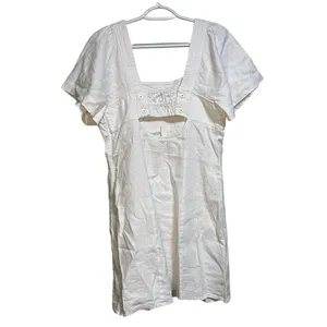 Madewell Linen Square Neck Short Sleeve Mini SZ 8 Little White Dress Bride Smock thumbnail 10