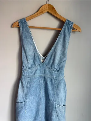 Free People We The Free Wonderland Denim Maxi Dress Small thumbnail 7