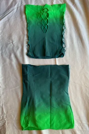 White Fox Ombre Green Blue Two Piece Mini Dress Set thumbnail 3