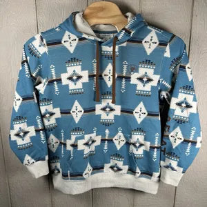 Ariat Logo 2.0 Printed Hoodie Womens Large Blue Aztec Pullover 10062292 thumbnail 1