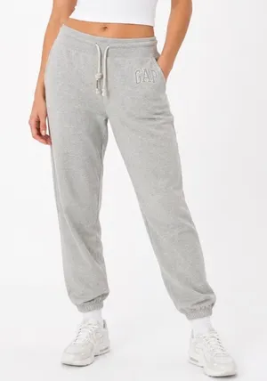 GAP Women's Heather Gray Logo Jogger Sweatpants Size S Small Drawstring Fleece thumbnail 1