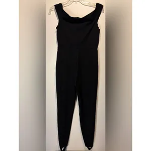 Reformation Ryder Off Shoulder Fitted Stirrup Jumpsuit Black L thumbnail 5