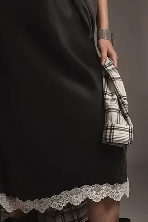NWT Anthropologie Black The Tilda Slip Skirt: Lace-Trimmed Edition. Size Small thumbnail 5