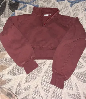 Maroon TNA Aritzia cropped half zip  thumbnail 1