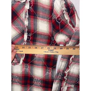 We The Free Free People Georgia Plaid Embroidered Button Down‎ Ruffle Shirt NWT thumbnail 8