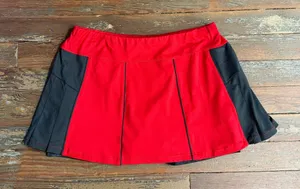 Tail Red and Black Pleated Athletic Collegiate Tennis Skort ~ Size XL 💚🍄 thumbnail 1