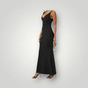 Halara Womens Size Large V Neck Mermaid Maxi Dress Black Adjustable Straps‎ NWOT thumbnail 11