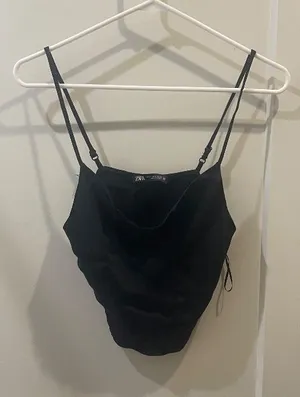 zara black slip top thumbnail 1
