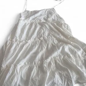 White Swiss Dot Tiered Tie Strap Maxi Dress Cottagecore thumbnail 1