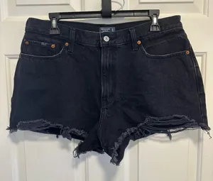 Abercrombie & Fitch Black Annie High Rise Denim Shorts Women’s Size 32/14 thumbnail 1