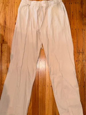 Women linen Lightweight Drawstring Pants — Cream Size M thumbnail 1