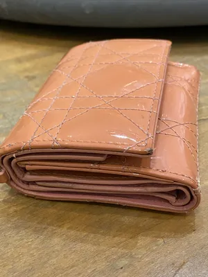 Christian Dior Lady Dior Lotus Quilted Patent Leather Cannage Wallet in Peachy Pink thumbnail 3