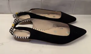 Boden Cut Out Slingback Flats Black Suede Pointed Toe Bow Shoes Women’s Size 8 thumbnail 1